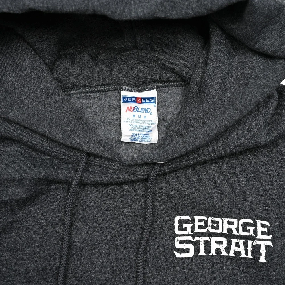 George Strait Vintage Hoodie Adult Medium Gray Hooded Sweatshirt Kangaroo Pocket